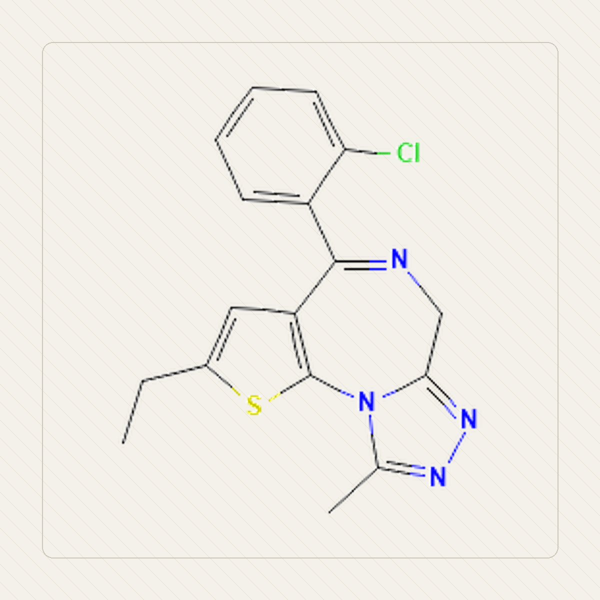 Etizolam, 분자 구조의 교육용 그림