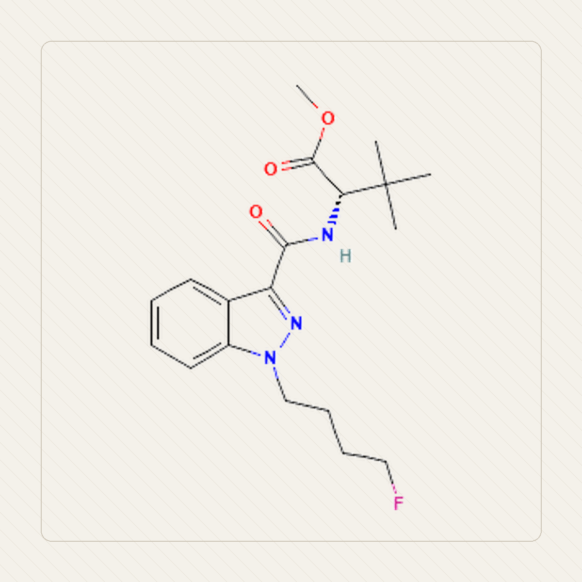 4F-MDMB-BINACA 4F-MDMB-BUTINACA, 분자 구조의 교육용 그림