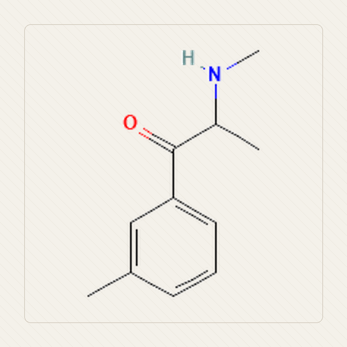 3-MMC 3-metylometkatynon, 분자 구조의 교육용 그림