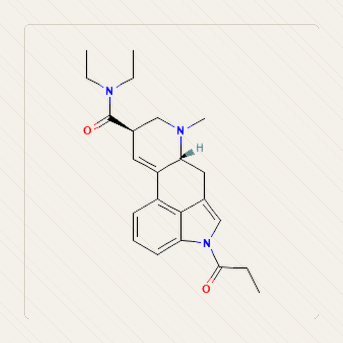 1P-LSD 1-propionylo-LSD, 분자 구조의 교육용 그림