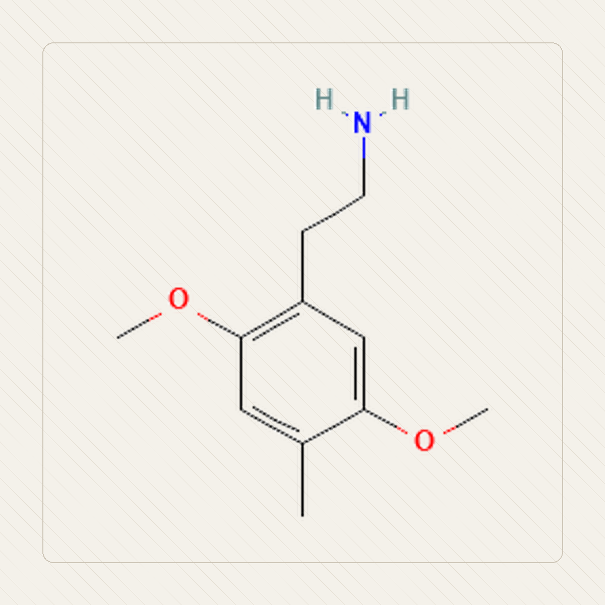 2C-D 2,5-dimetoksy-4-metylofenetyloamina, 분자 구조의 교육용 그림