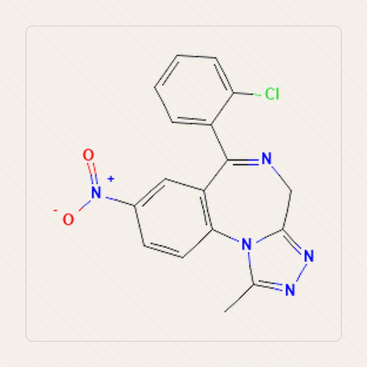 Klonazolam, 분자 구조의 교육용 그림