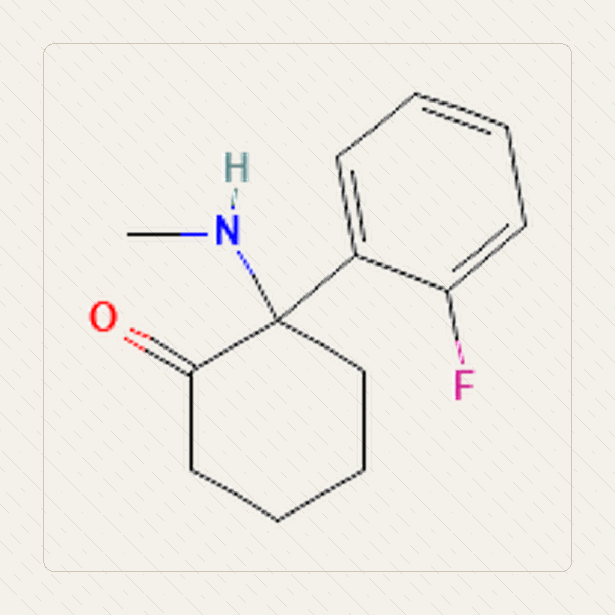 2-FDCK 2-fluorodeschloroketamina, 분자 구조의 교육용 그림