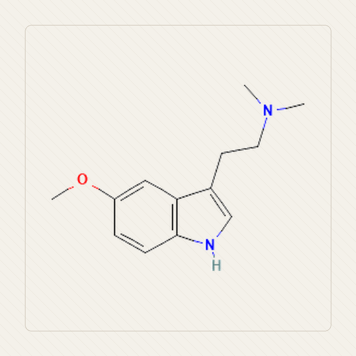 5-MeO-DMT O-metylobufotenina, 분자 구조의 교육용 그림